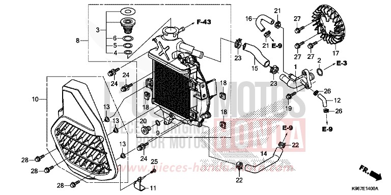 RADIATOR for PCX 125 MAT CARBONIUM GRAY METALLIC (NHB52) from 2019